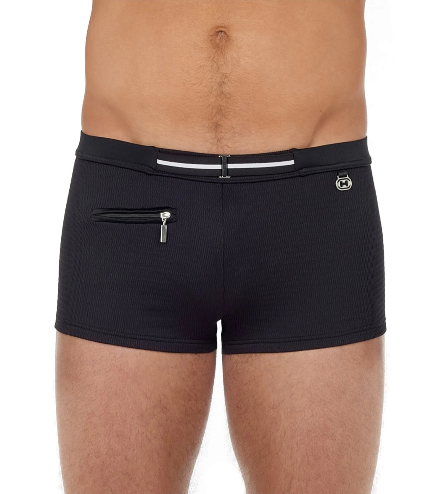 Hom Boxer De Bain Avec Ceinture Harold Noir Texturé 3 Hom Boxer De Bain Avec Ceinture Harold Noir Texturé – Image 3