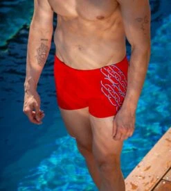 Hom Boxer De Bain Winner ROUGE 00PA -Sousvêtement Magasin boxer de bain winner rouge 00pa 7