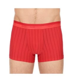 Hom Boxer Doux à Rayures Fines Chic ROUGE