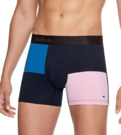 Eden Park Boxer Tricolore Avec Noeud Brodé Rose Et Bleu