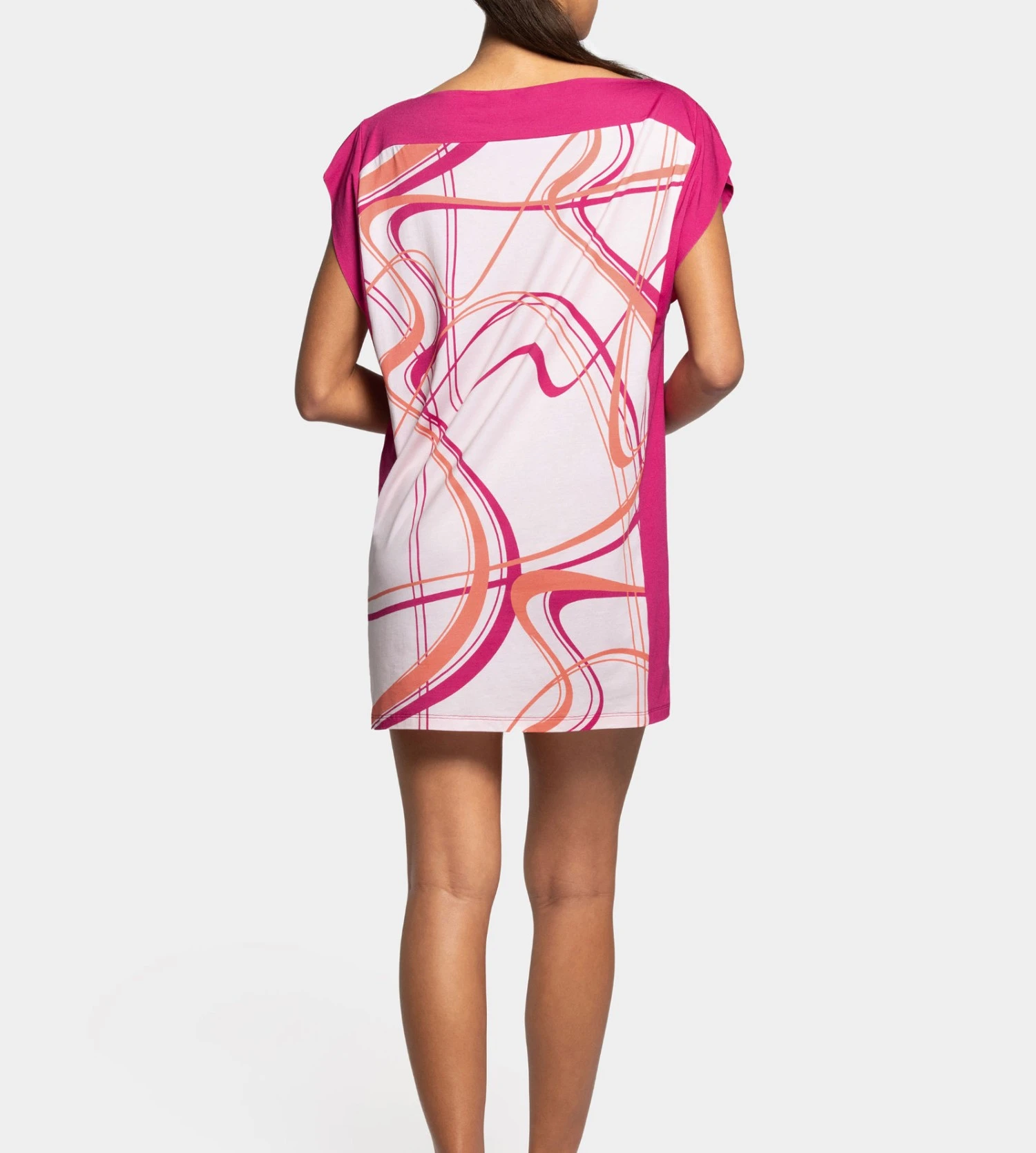 Chemise De Nuit En Modal Coloré Fushia / Orange 3 Chemise De Nuit En Modal Coloré Fushia / Orange – Image 3