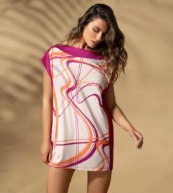 Chemise De Nuit En Modal Coloré Fushia / Orange 8 Chemise De Nuit En Modal Coloré Fushia / Orange -Sousvêtement Magasin chemise de nuit en modal colore pk011 fushia orange 3