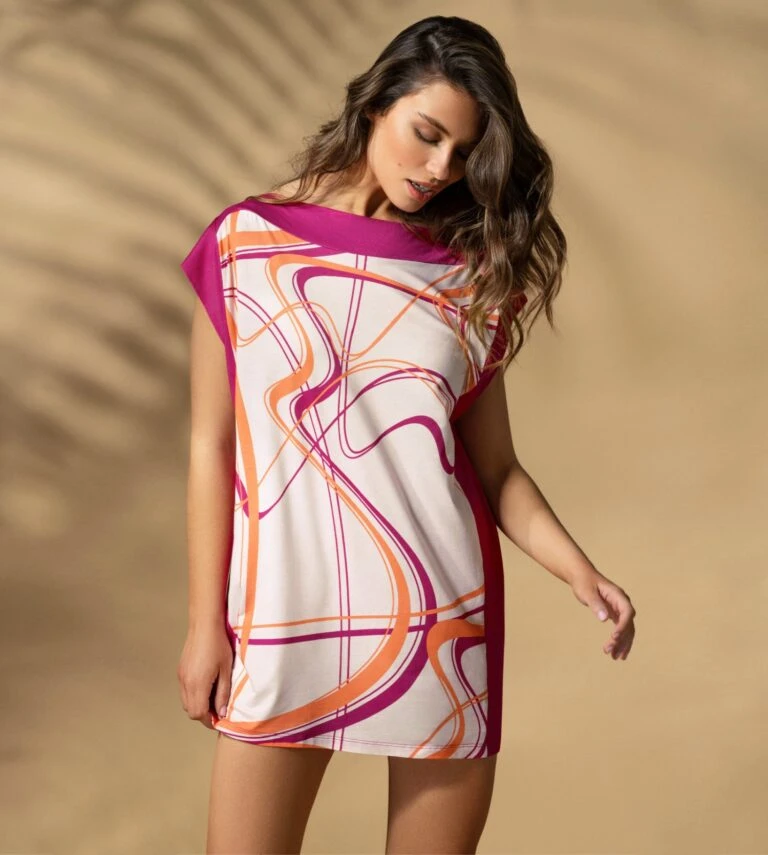 Sousvêtement Magasin 36 Sousvêtement Magasin -Sousvêtement Magasin chemise de nuit en modal colore pk011 fushia orange 3 768x855 1