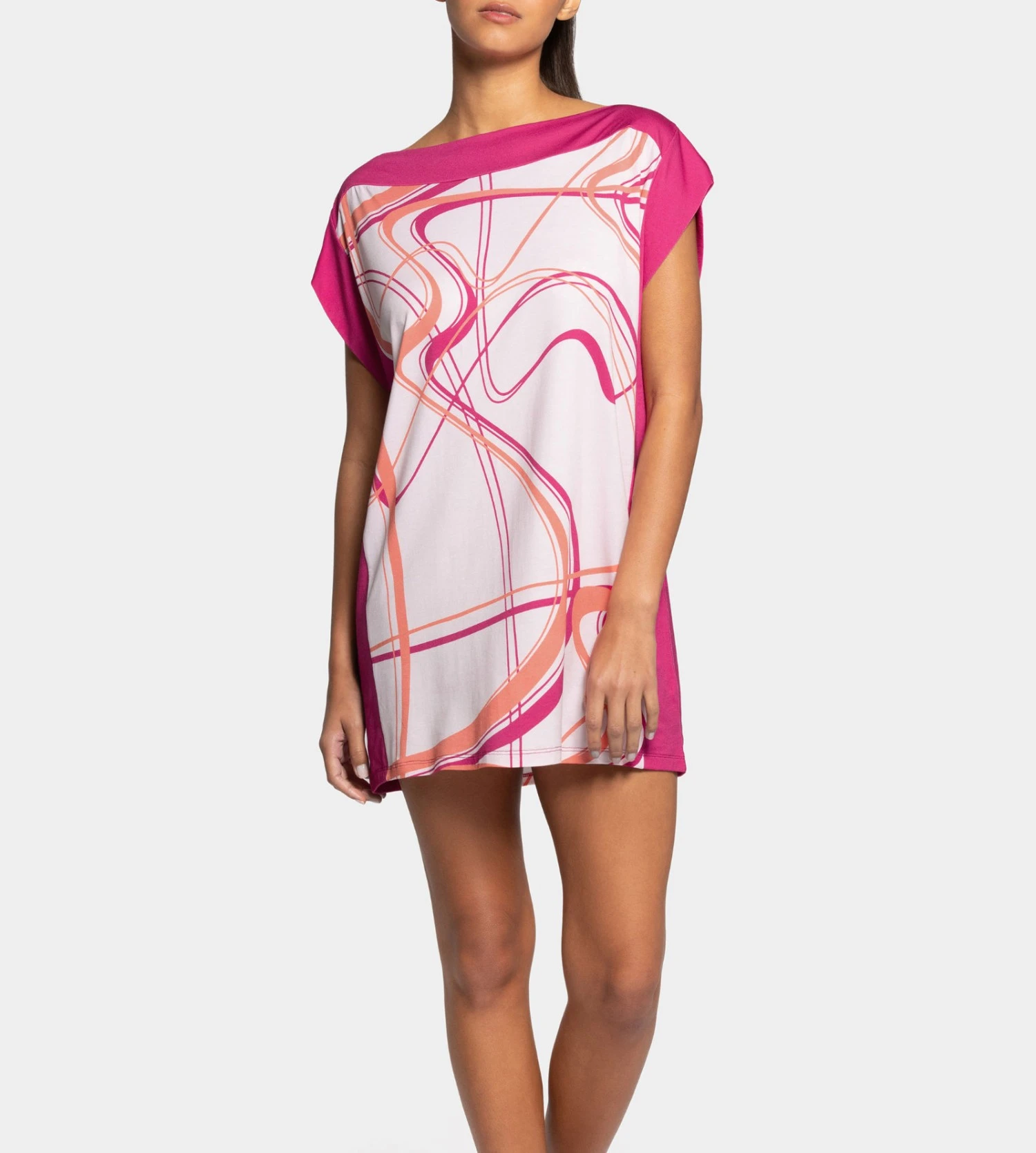 Chemise De Nuit En Modal Coloré Fushia / Orange 1 Chemise De Nuit En Modal Coloré Fushia / Orange