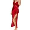 Longue Nuisette En Satin & Dentelle Currant
