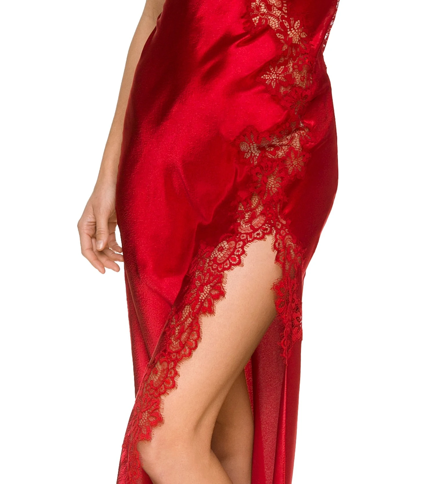 Longue Nuisette En Satin & Dentelle Currant 4 Longue Nuisette En Satin & Dentelle Currant – Image 4