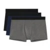 Hom Lot De 3 Boxers En Coton Tonal Black Navy Grey