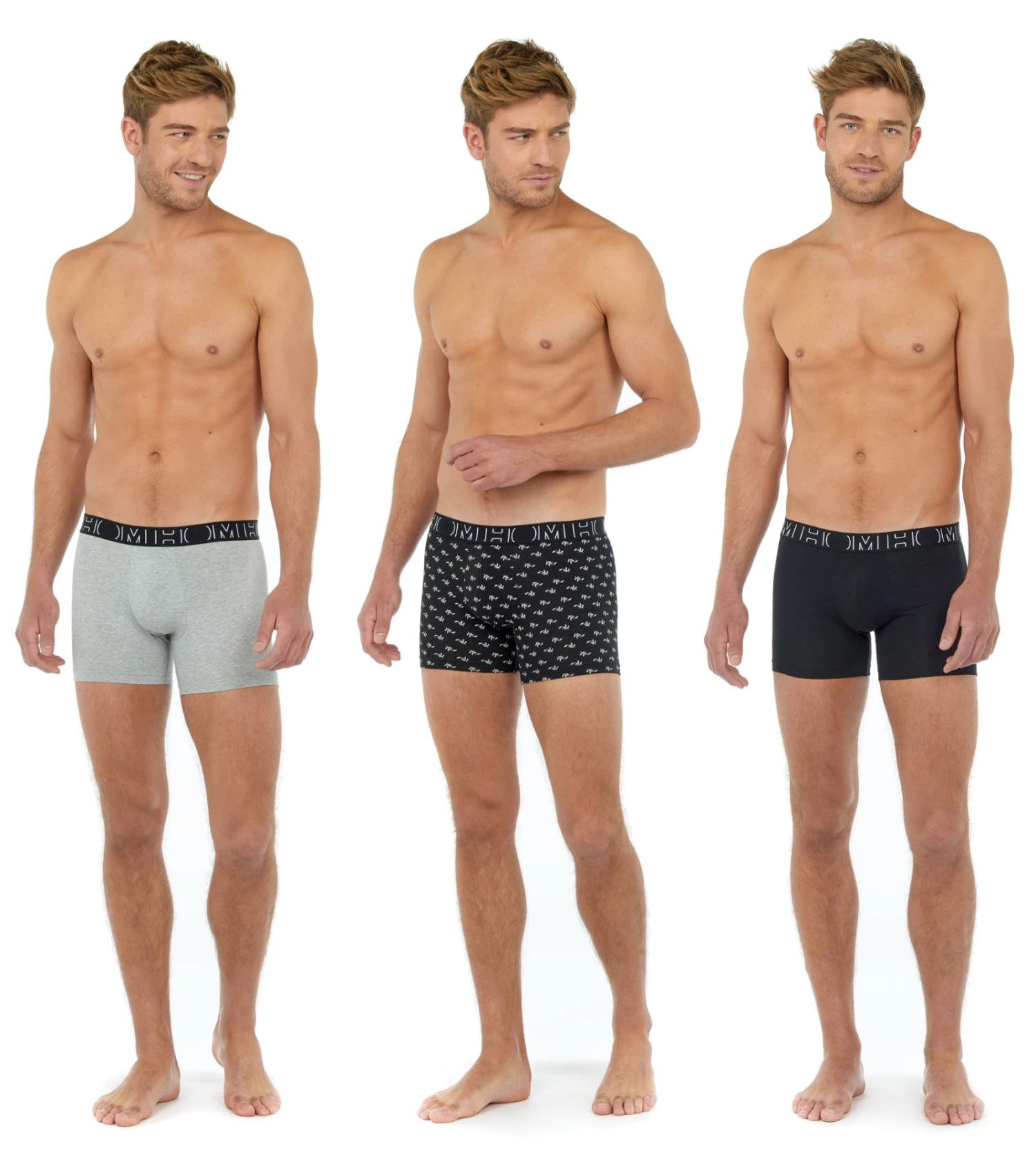 Hom Lot De 3 Boxers Longs Rayan BLACK PRINT GREY 2 Hom Lot De 3 Boxers Longs Rayan BLACK PRINT GREY – Image 2