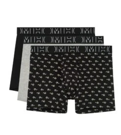 Hom Lot De 3 Boxers Longs Rayan BLACK PRINT GREY