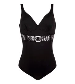 Maillot 1 Pièce Maintien Sans Armatures Pois Noir