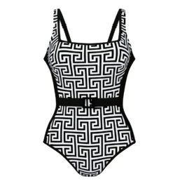 ANITA Maillot De Bain 1 Pièce Avec Ceinture Noir Blanc
