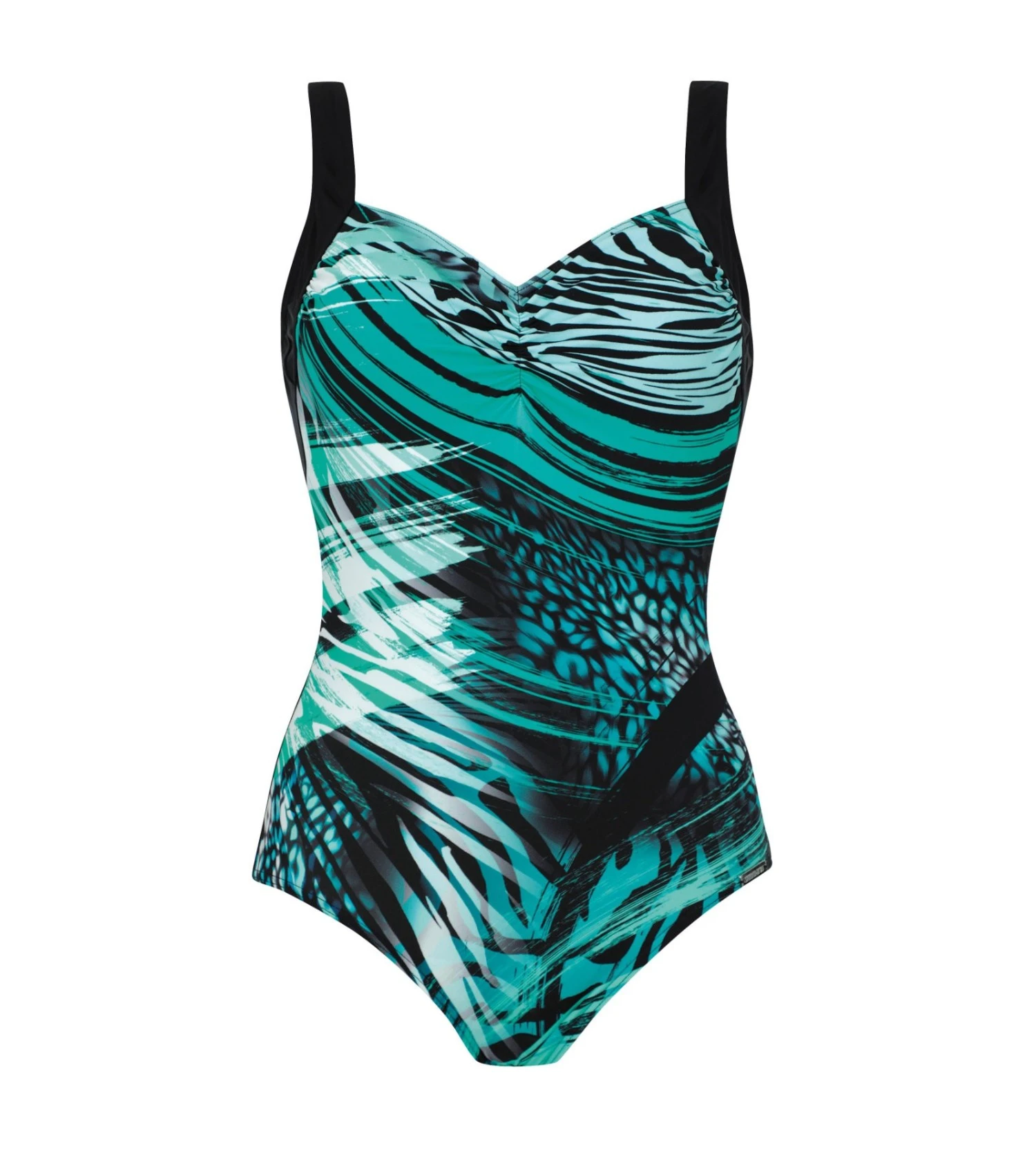 Maillot De Bain 1P Bretelles Larges Noir Turquoise 923 1 Maillot De Bain 1P Bretelles Larges Noir Turquoise 923
