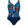Maillot De Bain Froncé 1 Pièce Bleu Multicolor 3099