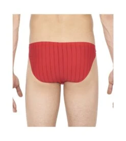 Hom Micro Slip Rayé En Microfibre Chic ROUGE -Sousvêtement Magasin micro slip raye en microfibre chic rouge 2