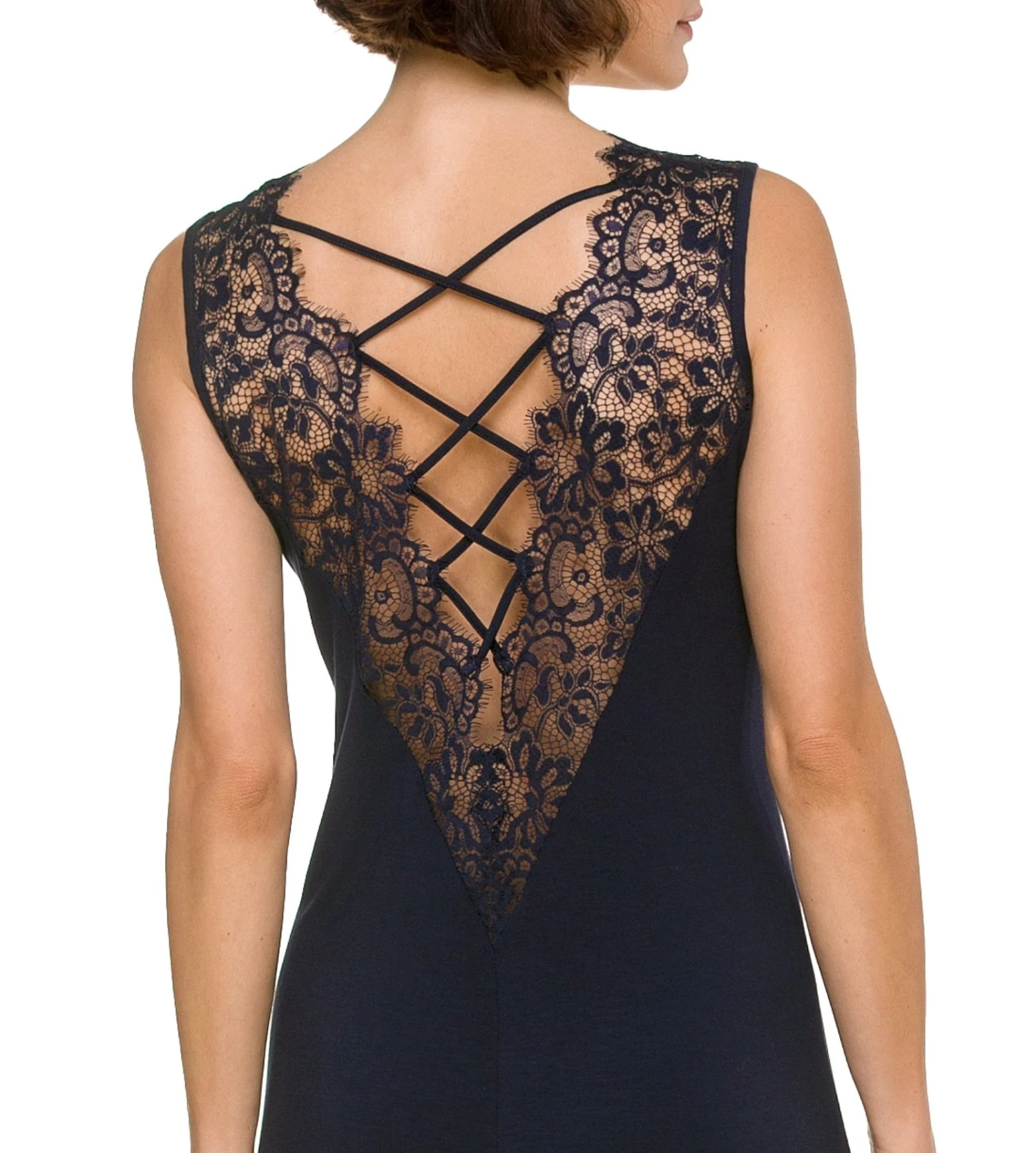 Nuisette Avec Dentelle De Modal Dark Navy 3 Nuisette Avec Dentelle De Modal Dark Navy – Image 3