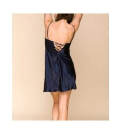 Nuisette En Satin Avec Laçage Dos Dark Navy -Sousvêtement Magasin nuisette en satin avec lacage dos dark navy 310 2