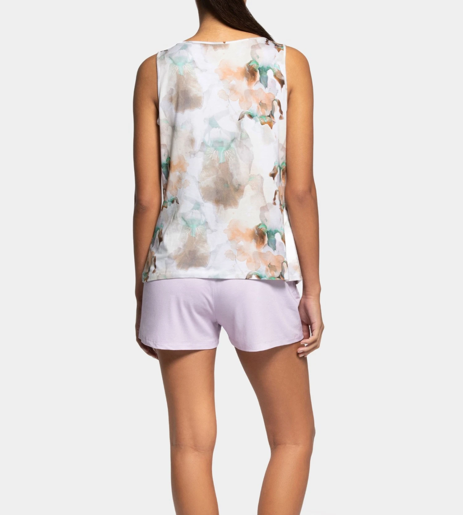 Eden Park Pyjama Court Imprimé Aquarelle Beige / Turq 2 Eden Park Pyjama Court Imprimé Aquarelle Beige / Turq – Image 2