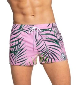 Short De Bain Court Tobago PK006 Rose / Vert