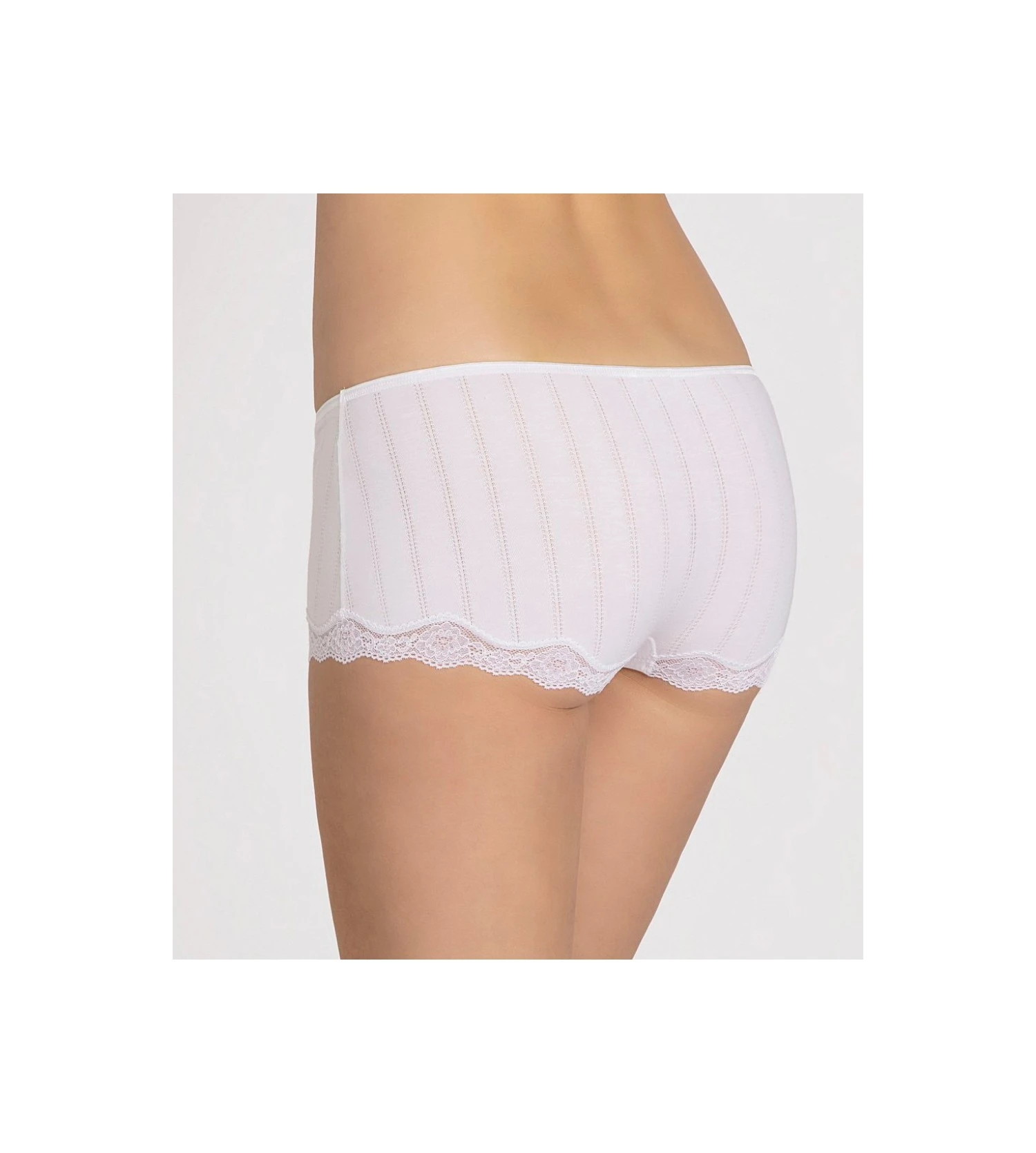 Calida Shorty Rayé Dentelle Etude Toujours BLANC 2 Calida Shorty Rayé Dentelle Etude Toujours BLANC – Image 2