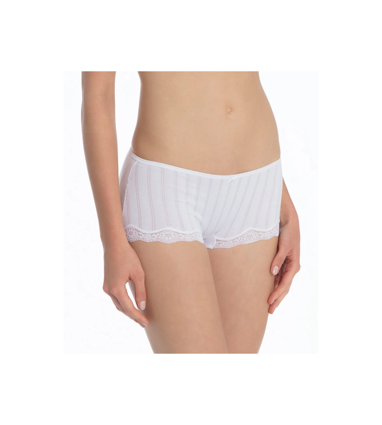 Calida Shorty Rayé Dentelle Etude Toujours BLANC 1 Calida Shorty Rayé Dentelle Etude Toujours BLANC