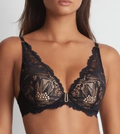 Aubade Soutien-gorge Plunge Flowermania Noir 7 Aubade Soutien-gorge Plunge Flowermania Noir -Sousvêtement Magasin soutien gorge plunge flowermania noir 3