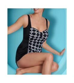 Tankini Avec Culotte Haute Noir Blanc 901 -Sousvêtement Magasin tankini avec culotte haute noir blanc 901 3